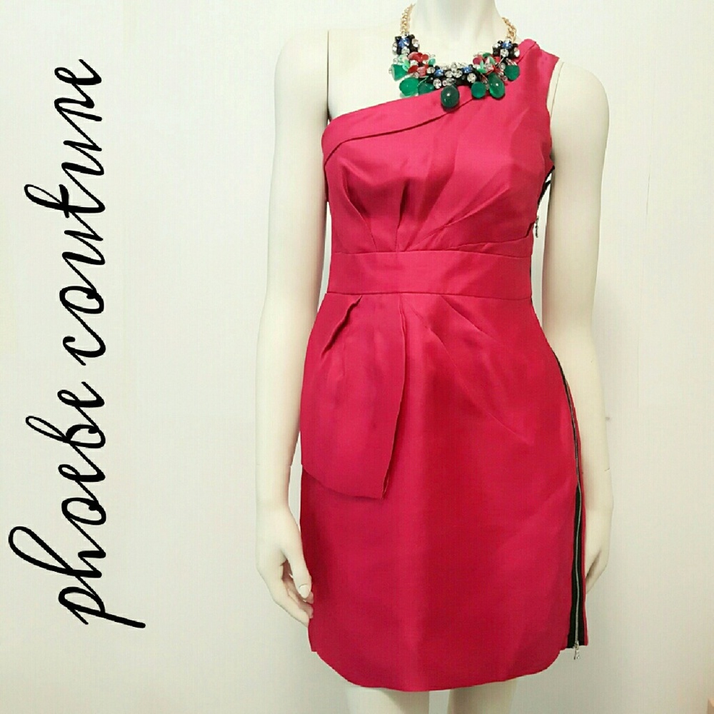 NWT $330 Phoebe Couture One Shoulder Dress Size 2 Neiman Marcus